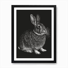 English Lop Blockprint Rabbit Illustration 7 Art Print