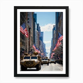 A Veterans Day Parade In The Heart Of An American City Jubilant Faces Lining The Sidewalks As Milit Art Print