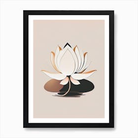 Blooming Lotus Flower In Lake Retro Minimal 1 Art Print