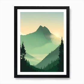 Misty Mountains Vertical Background In Green Tone 36 Art Print
