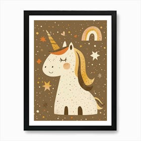 Unicorn & Stars Muted Pastels 1 Art Print