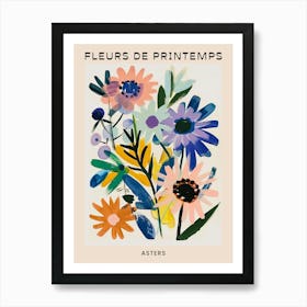 Spring Floral French Poster  Asters 3 Art Print