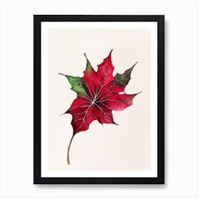 Poinsettia Leaf Minimalist Watercolour Art Print