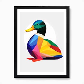 Colourful Geometric Bird Mallard Duck 1 Art Print