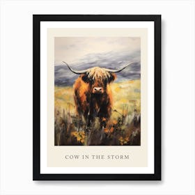 Cow In The Storm Poster Art Print