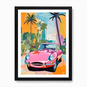 Jaguar E Type Vintage Car Matisse Style Drawing Colourful 1 Art Print