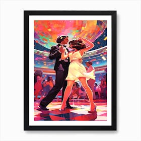 Disco Dancing - Couple Enjoying Disco Scene Art Print