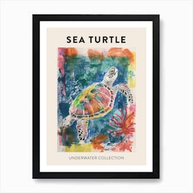 Rainbow Underwater Sea Turtle Crayon Scribble Poster 2 Art Print