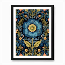 William Morris Blue Flower Art Print