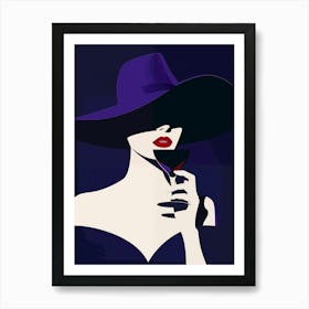 Woman With Wine Glass Art Print