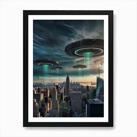 Aliens Over New York City Art Print