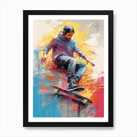 Skateboarding In Toronto, Canada Drawing 4 Art Print