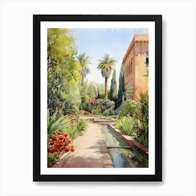 Marrakech Botanical Garden Morocco Watercolour 2  Art Print