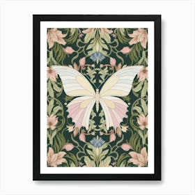 Wallpaper With A Butterfly Style William Morris Art Print