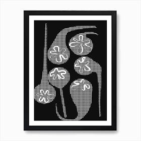 Grid Poppy (Black) Art Print