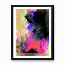 PLACID PUNCH - Multi Colour Red, Blue, Yellow, Hot Pink, Black Abstract Art Art Print