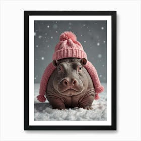 Hippo In A Hat Art Print