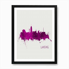 Lansing Michigan City Purple Art Print