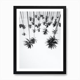 Palm Trees Up Side Down Black White Art Print