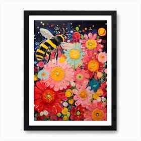 Bees Vivid Colour 3 Art Print