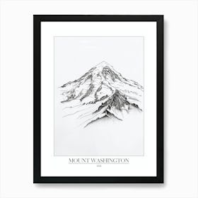 Mount Washington Usa Line Drawing 3 Poster Art Print