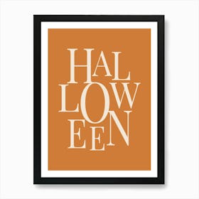 Modern Halloween Typography - White & Orange Art Print