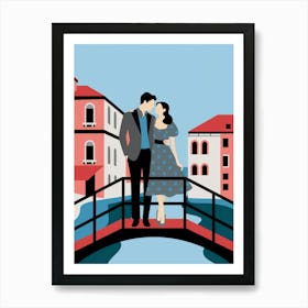 Couple in Venice Bridge Art Print