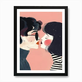 Kissing Couple Illustration Art Print