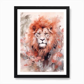 Lion Art Painting Chinese Brush Painting Style 2 Art Print