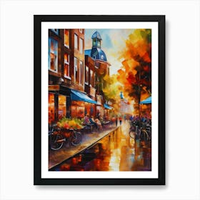 The city of Amsterdam, Netherlands, streets, cafes, passing by, the beauty of summer, oil colors.4 Art Print