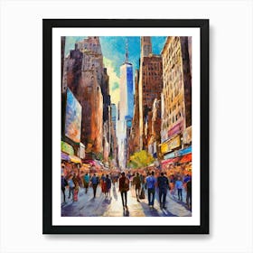 Bustling Times Square In The Heart Of New York City Art Print