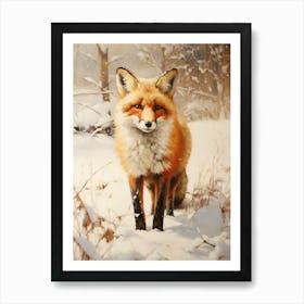 Fox In The Snow Art Print