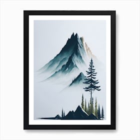 Mountain And Forest In Minimalist Watercolor Vertical Composition 242 Art Print