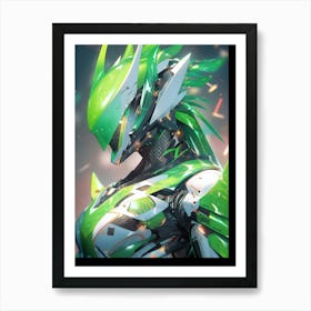 Green And White Robot Eagle Art Print