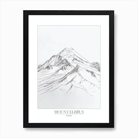 Mount Elbrus Russia Line Drawing 1 Poster Art Print