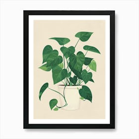 Pothos Plant Minimalist Illustration 1 Art Print