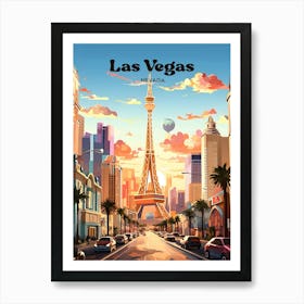 Las Vegas Nevada Sunset Travel Art Illustration Art Print