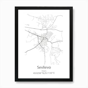 Sevlievo,Bulgaria Minimalist Map Art Print