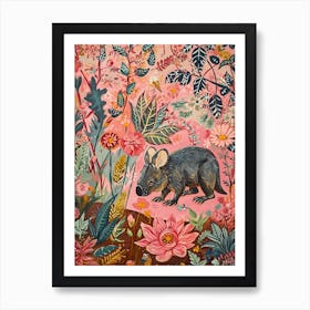 Floral Animal Painting Wombat 3 Art Print