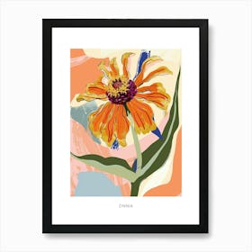 Colourful Flower Illustration Poster Zinnia 1 Art Print