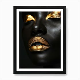 Black Woman With Gold Makeup Art Print