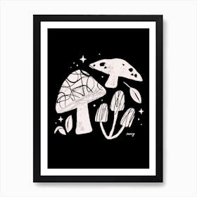 Abstract Mushroom Black    Art Print