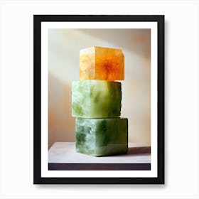 Three Blocks Of Jade, Stones Art Art Print