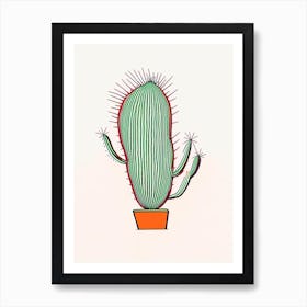 Fishhook Cactus Minimal Line Drawing 2 Art Print