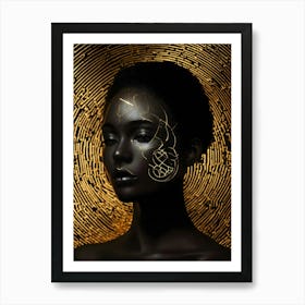 Black Woman With Gold Face Painting Art Print