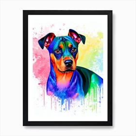 German Pinscher Rainbow Oil Painting Dog Art Print