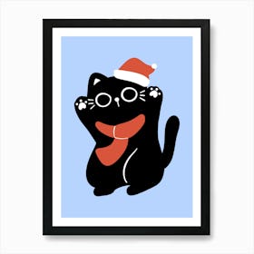 Santa Cat cute christmas illustration 5 Art Print