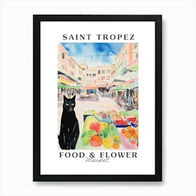 Food Market With Cats In Saint Tropez 1 Poster Art Print