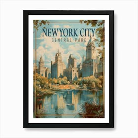 New York City Vintage Travel Poster Art Print