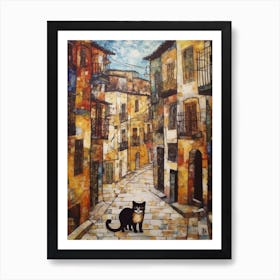 Painting Of Havana With A Cat In The Style Of Gustav Klimt 2 Art Print